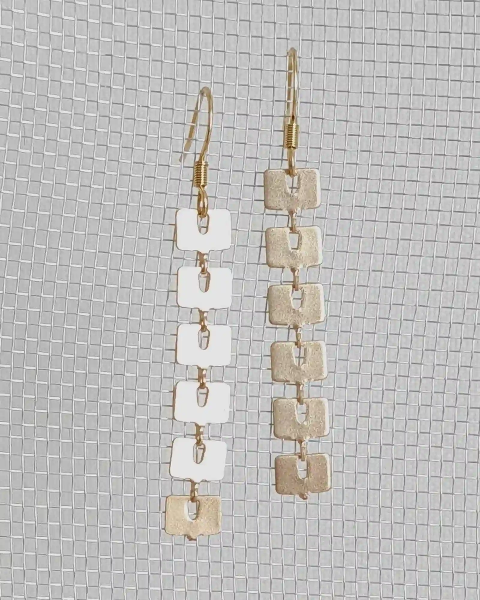 Earrings 6 golden squares