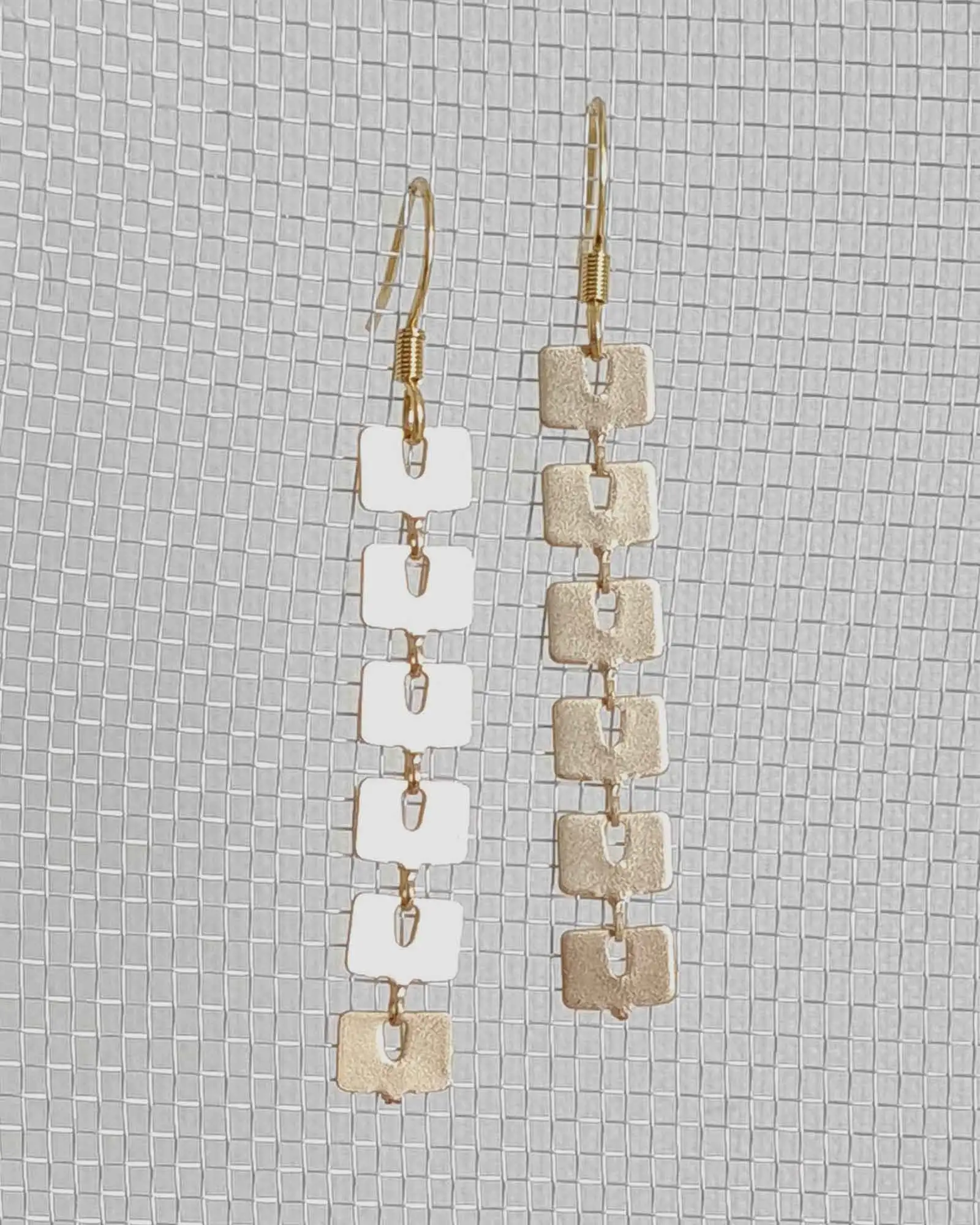 Earrings 6 golden squares