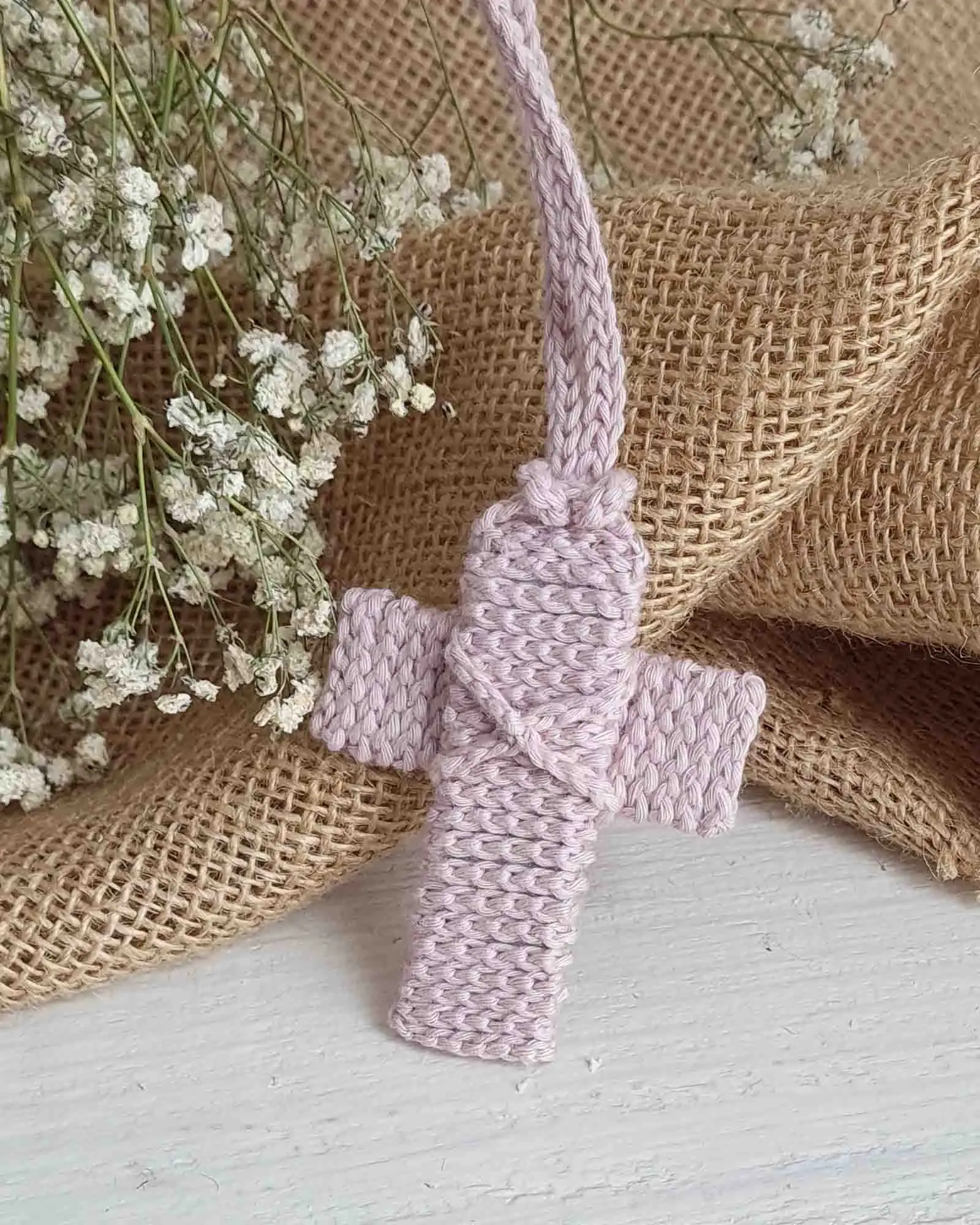 Cruz Communion Croché Rosa
