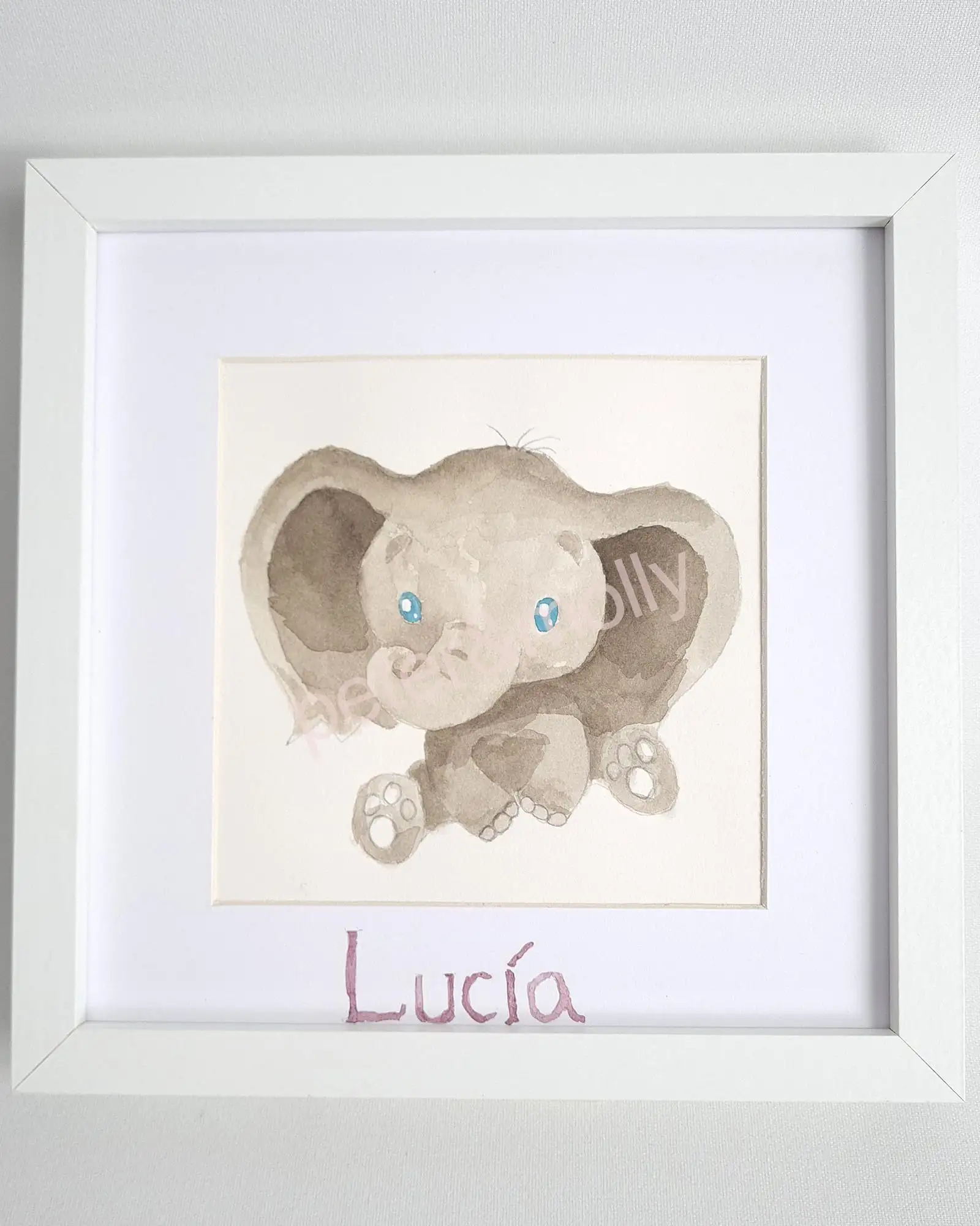 Elefantito watercolor personalized name