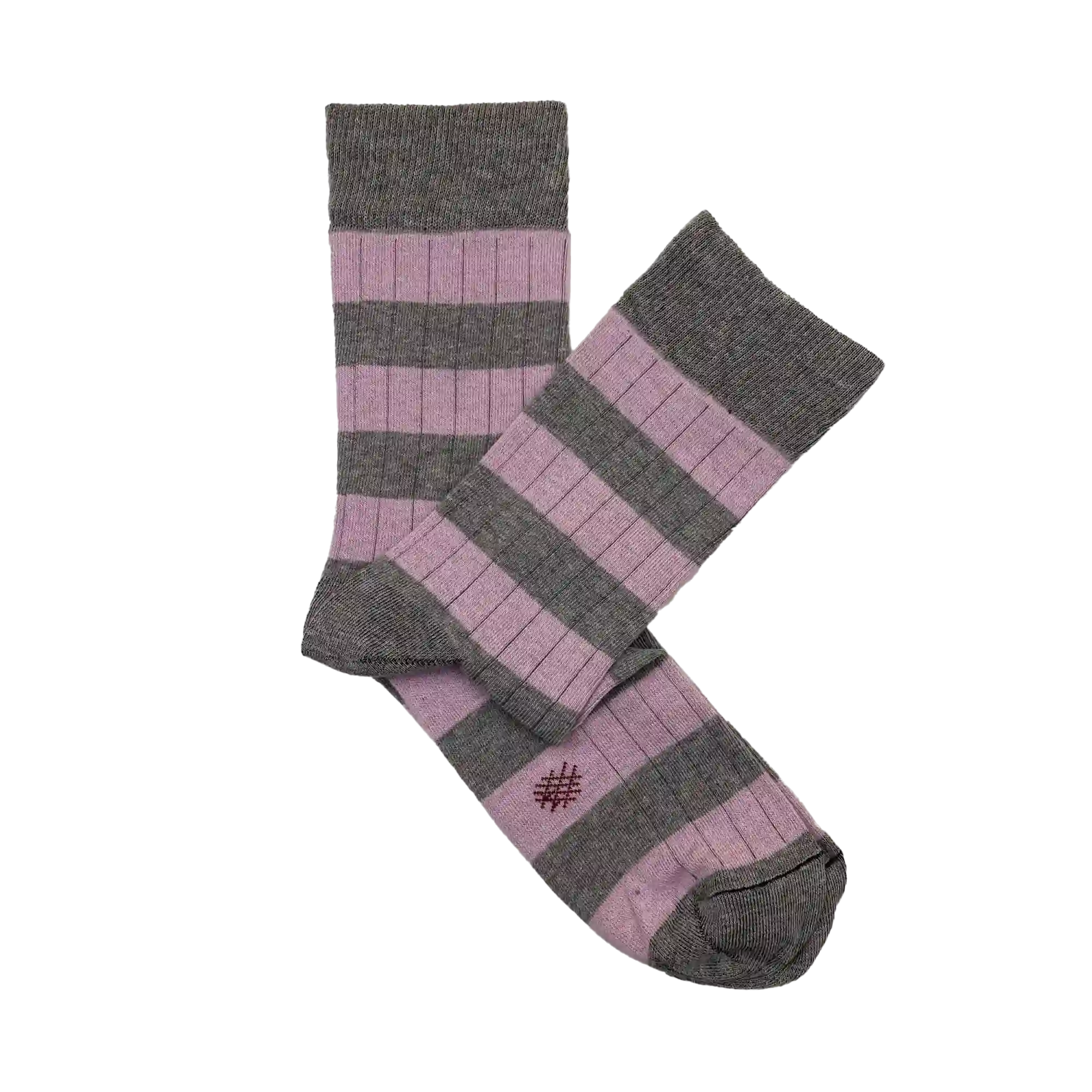 Misscalcetin Caña Low stripes gray pink