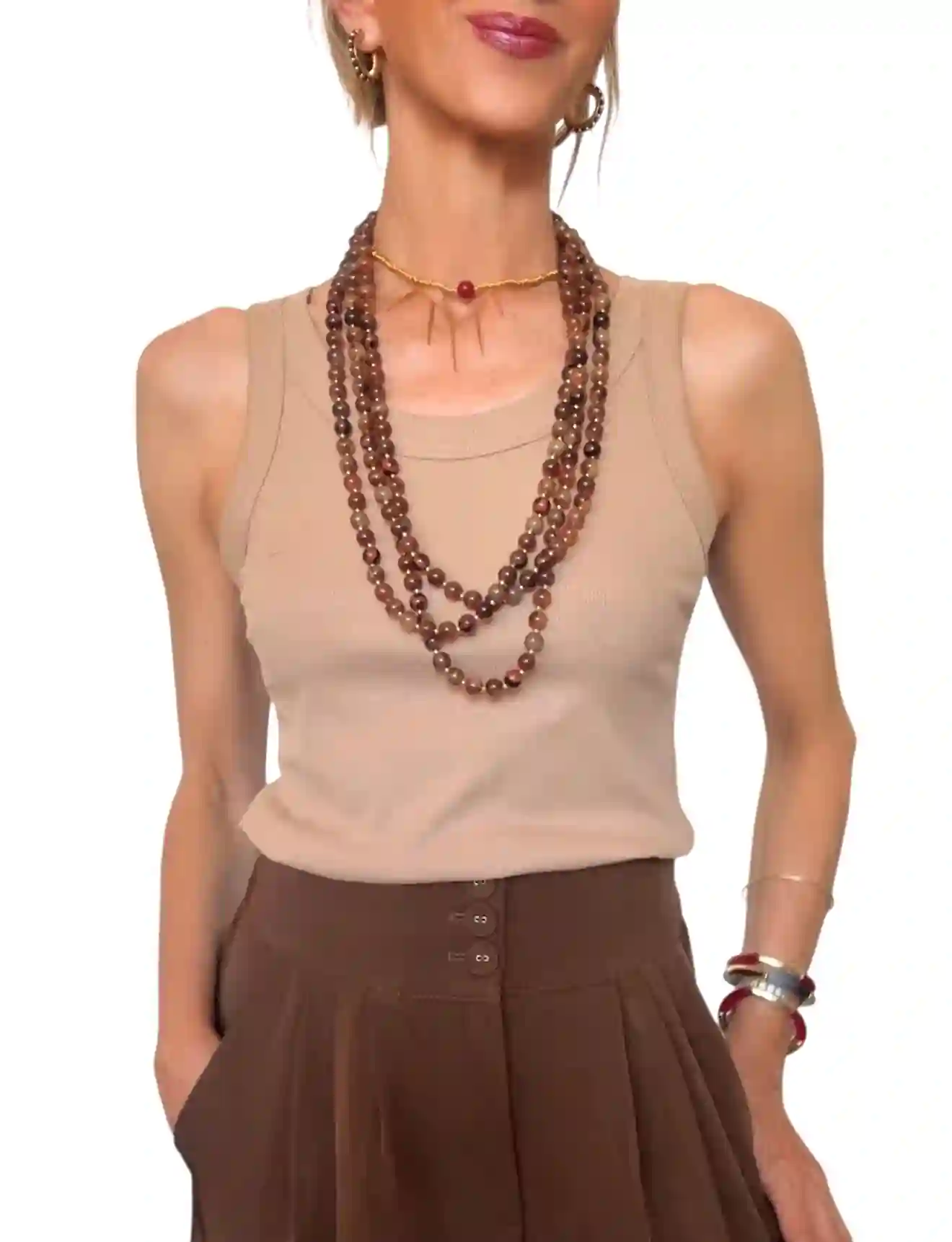 Top tirantes beige