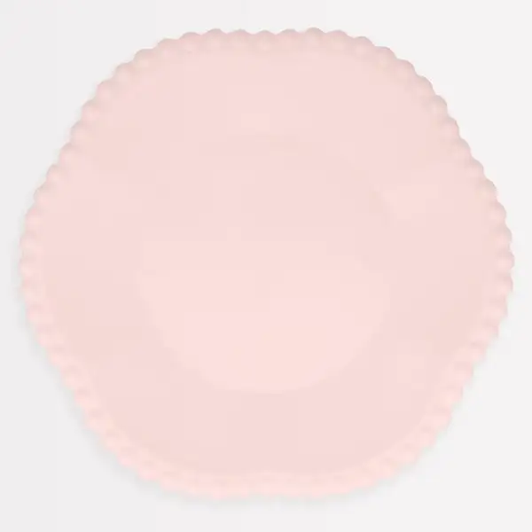 Platos compostables rosa suave con borde de puntos (pack de 8)