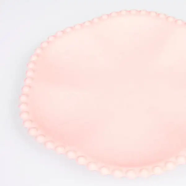 Platos compostables rosa suave con borde de puntos (pack de 8) - Imagen 2