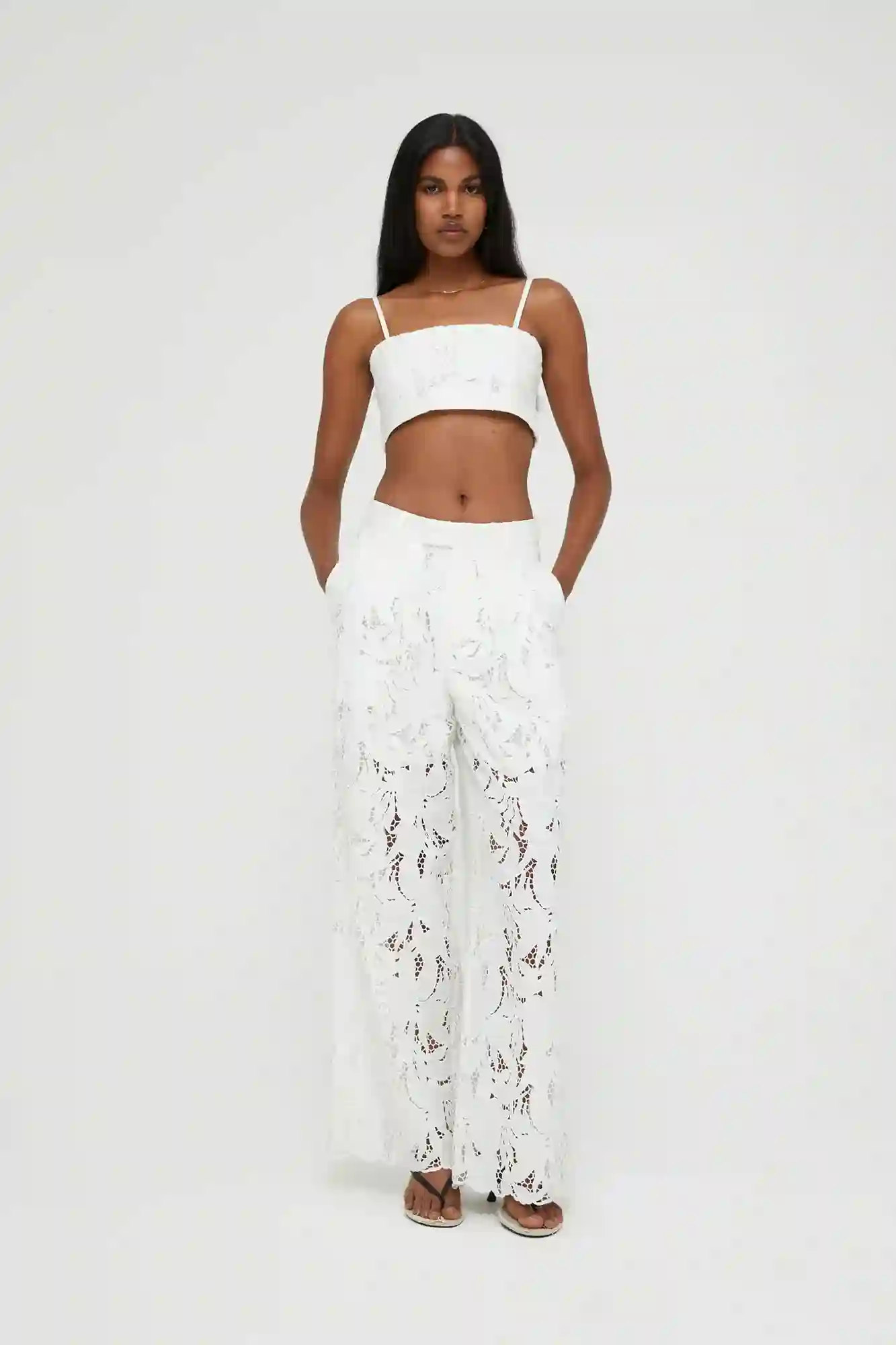 Embroidered White Pants Isabelle Blanche