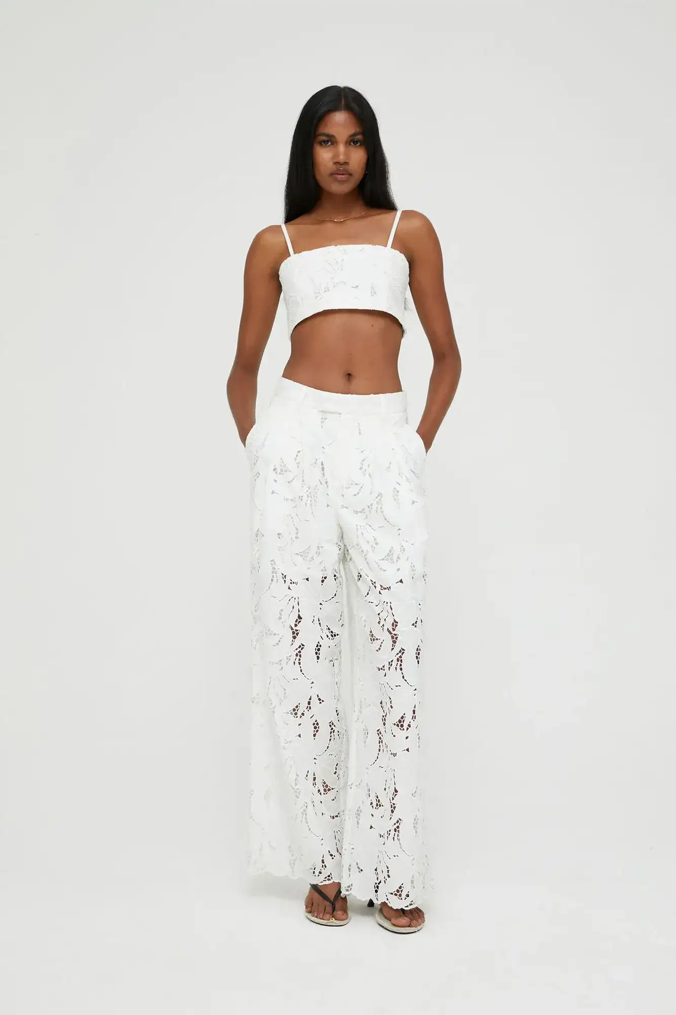 Embroidered White Pants Isabelle Blanche