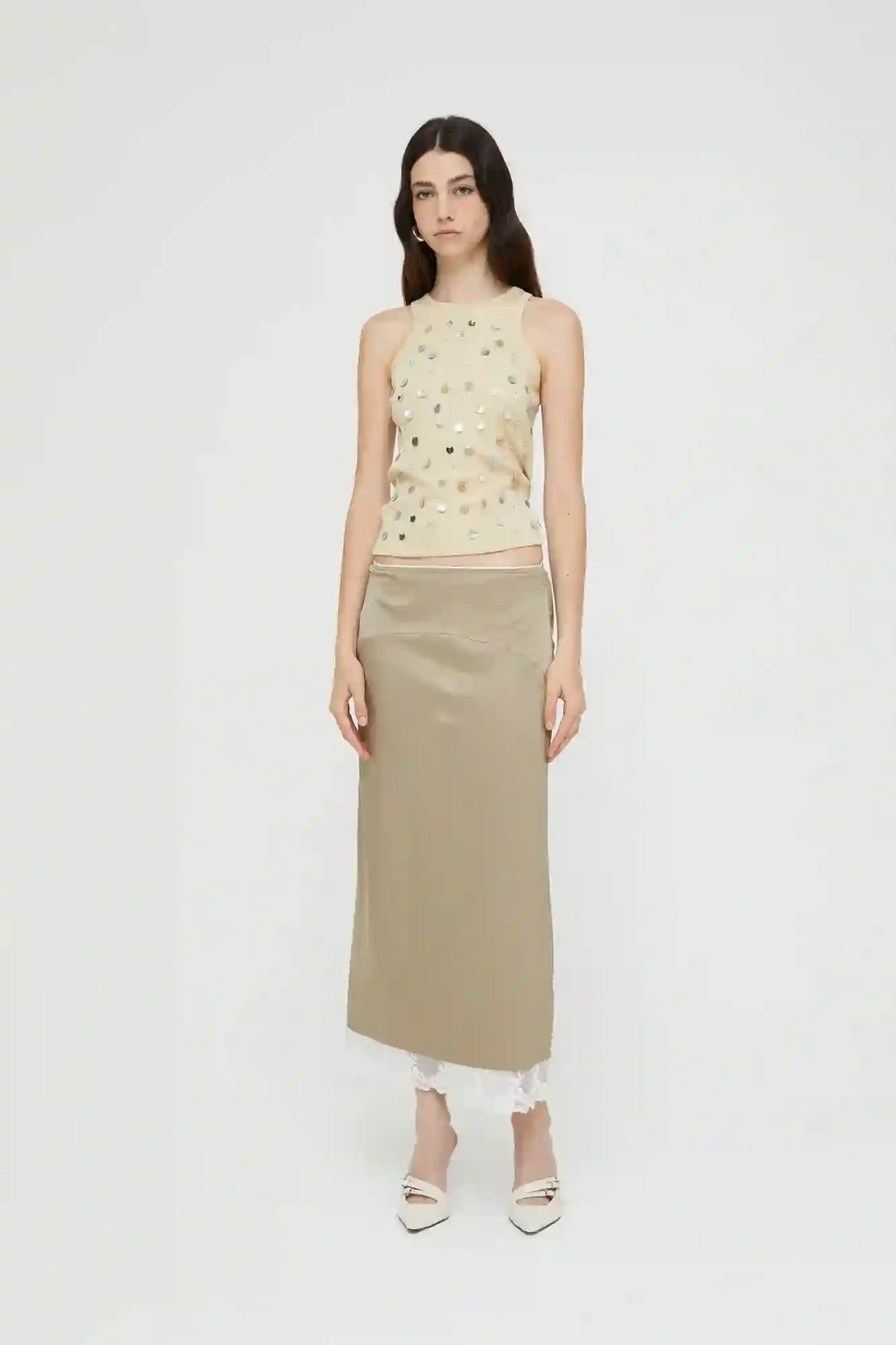 Isabelle Blanche satin skirt