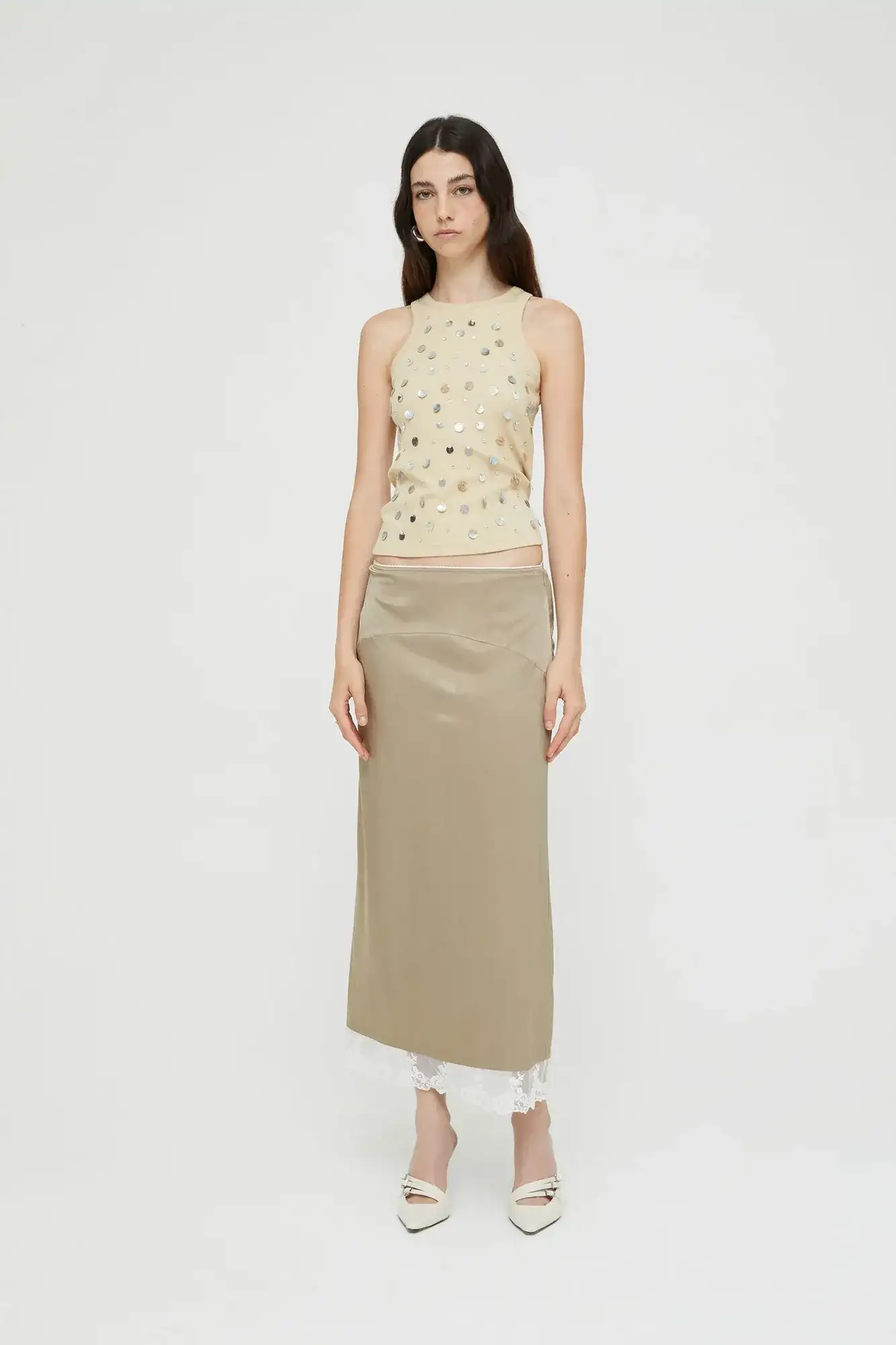 Isabelle Blanche satin skirt