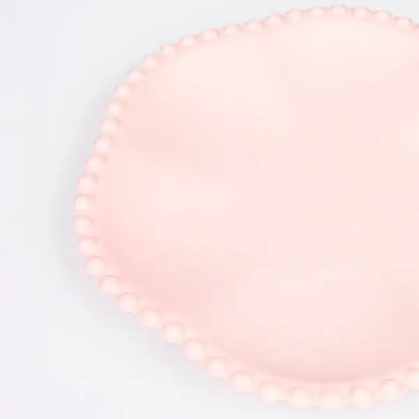 Platos compostables rosa con borde de puntos (pack de 8) - Imagen 2