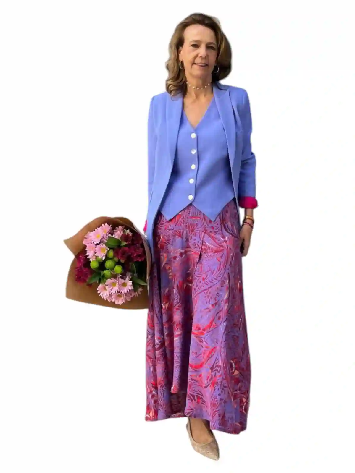 Red Córdoba skirt and lilac