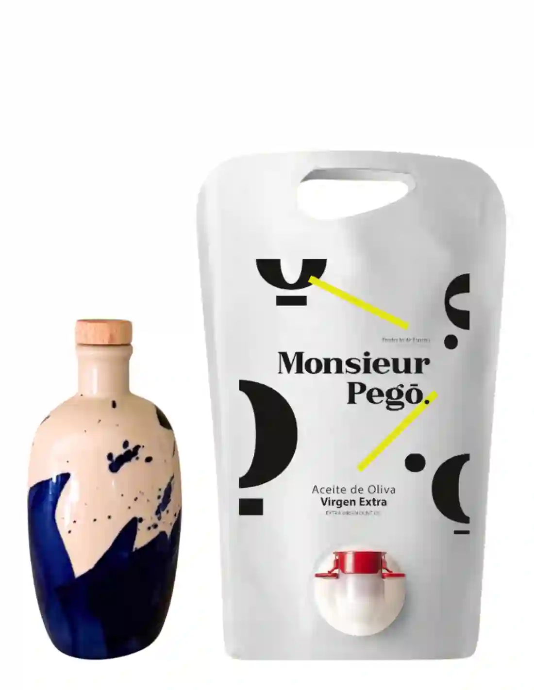 Monsieur Pegó Hojiblanca - Pack Botella de cerámica 250 ml. + Envase recarga 1,5L