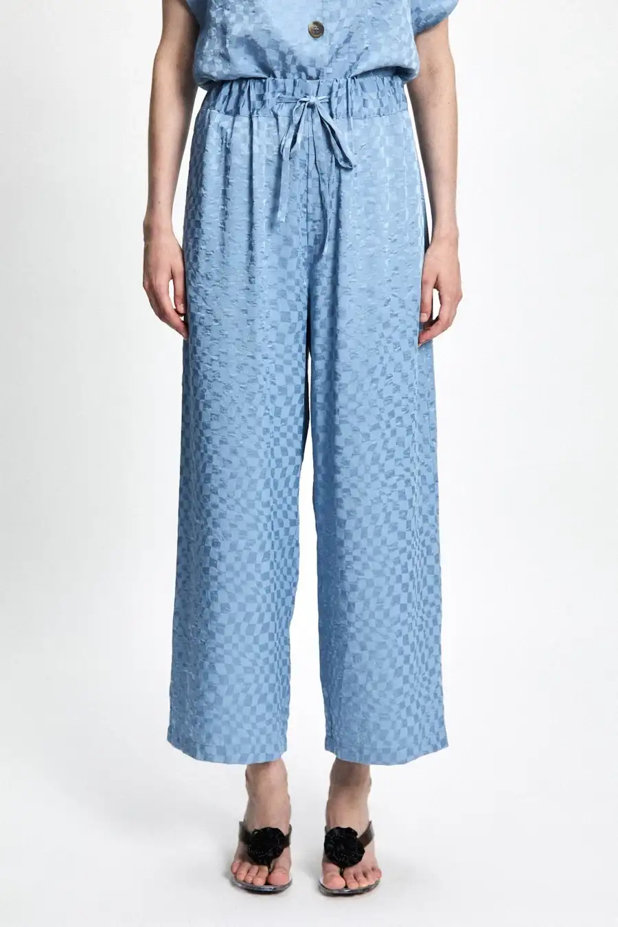 METALLO PALAZZO CELESTE pants