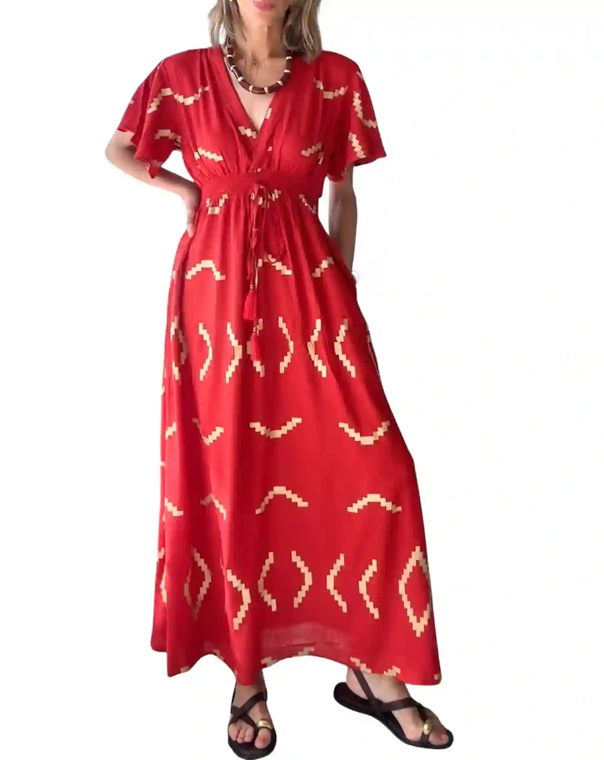 Vestido teja&dorado