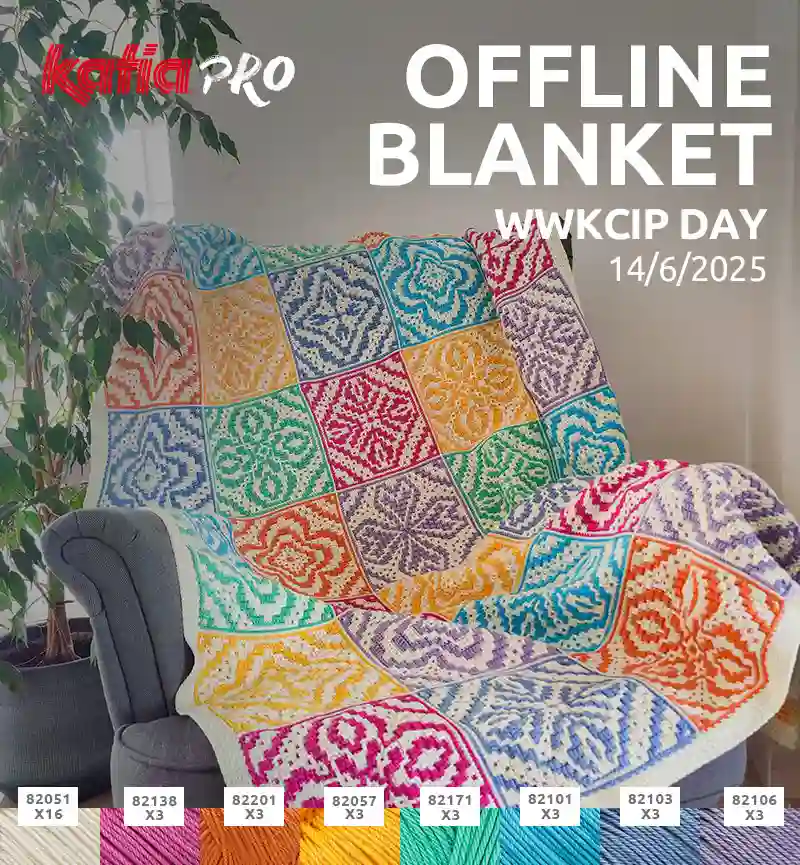 KIT OFFLINE BLANKET - manta granny mosaico crochet