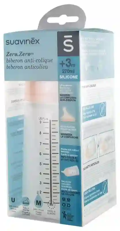 SUAVINEX BIBERON SILICONA +3M 270ML ZERO ZERO