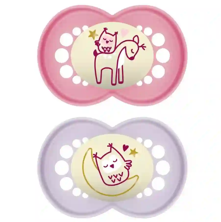 Mam Chupete Original Pure Night Silicone +16m Pink
