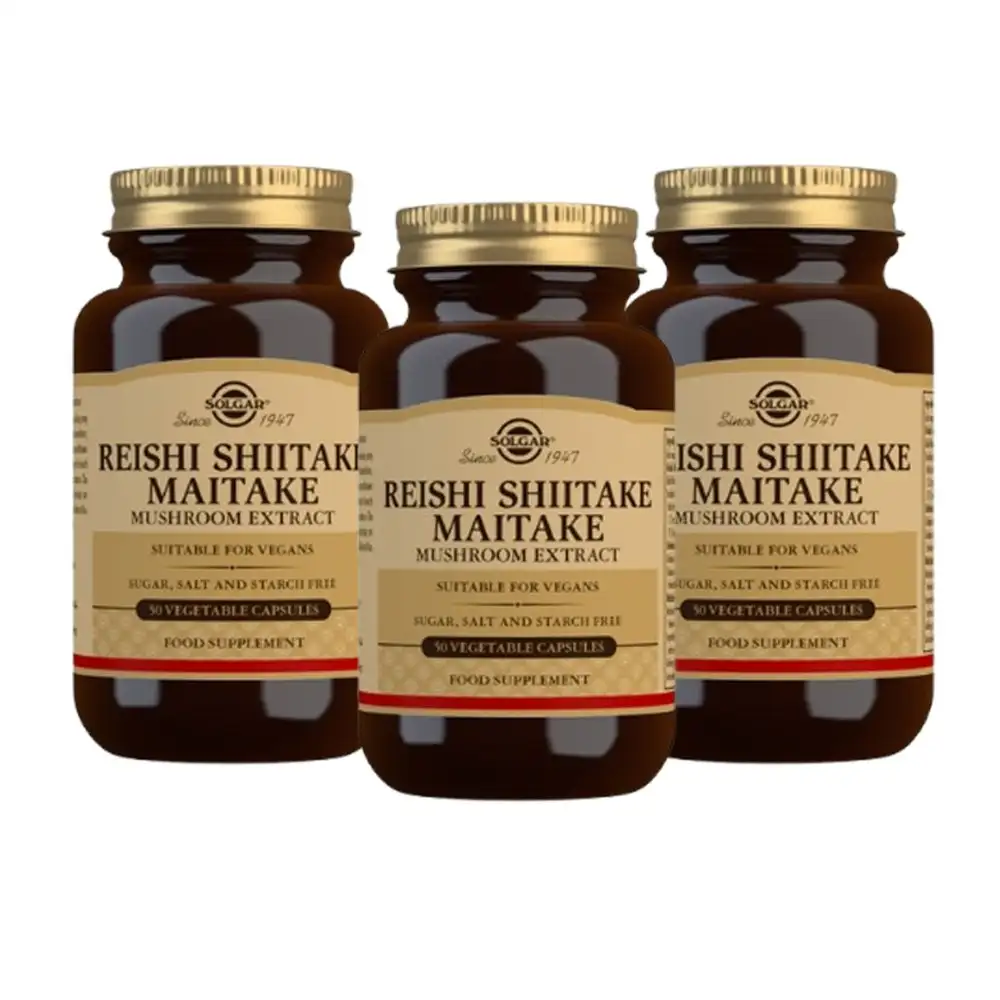 Solgar Reishi Shiitake Maitake 3x50 Capsules TRIPLE!