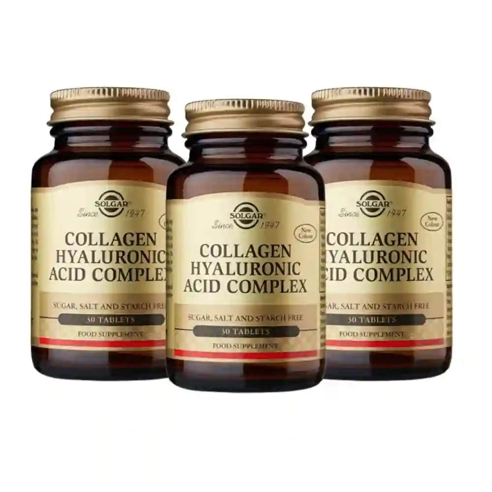 SOLGAR COLLAGEN HYALURONIC ACID COMPLEX 3 X 30 TABLETS TRIPLE!
