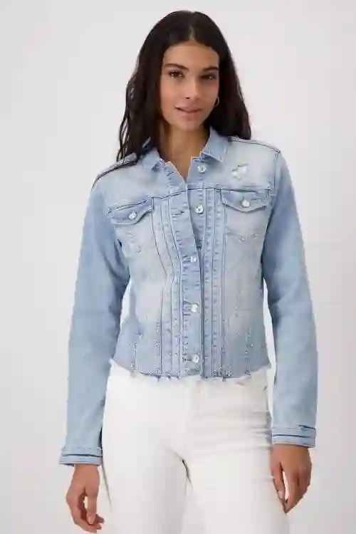 Cazadora MONARI tejido denim con pedrería
