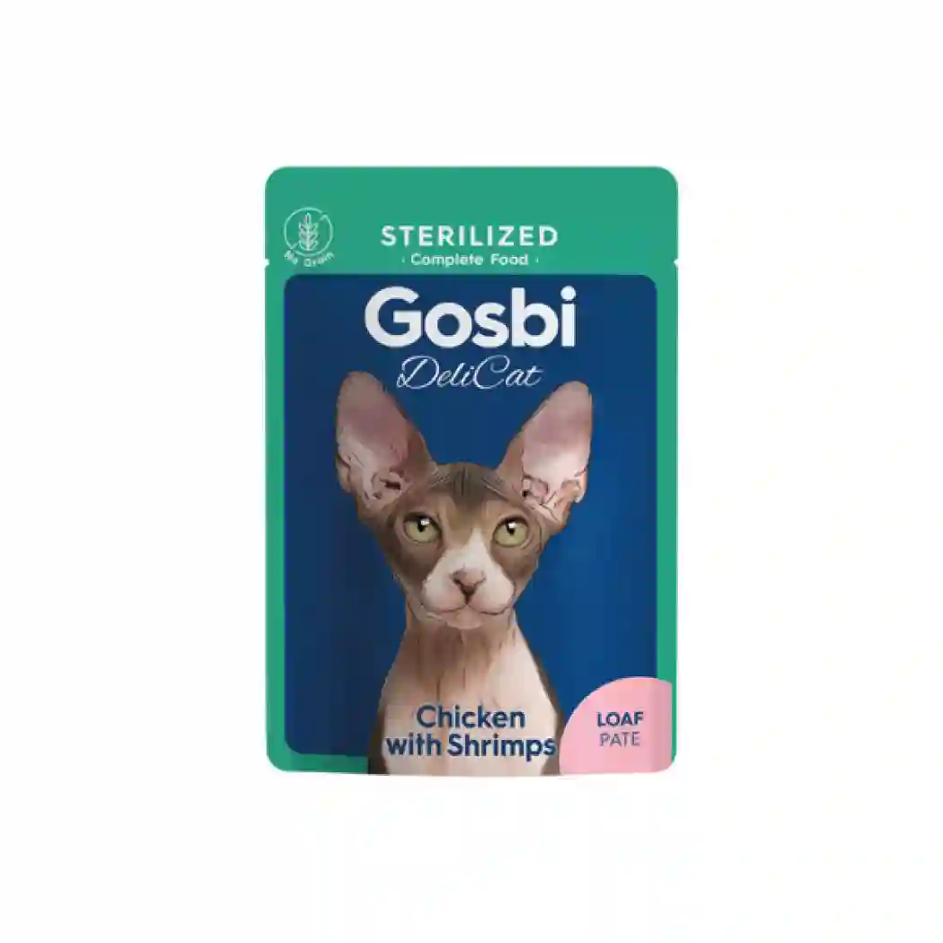 GOSBI DELICAT GATO ESTERILIZADO POLLO CON GAMBAS EN PATE 70G