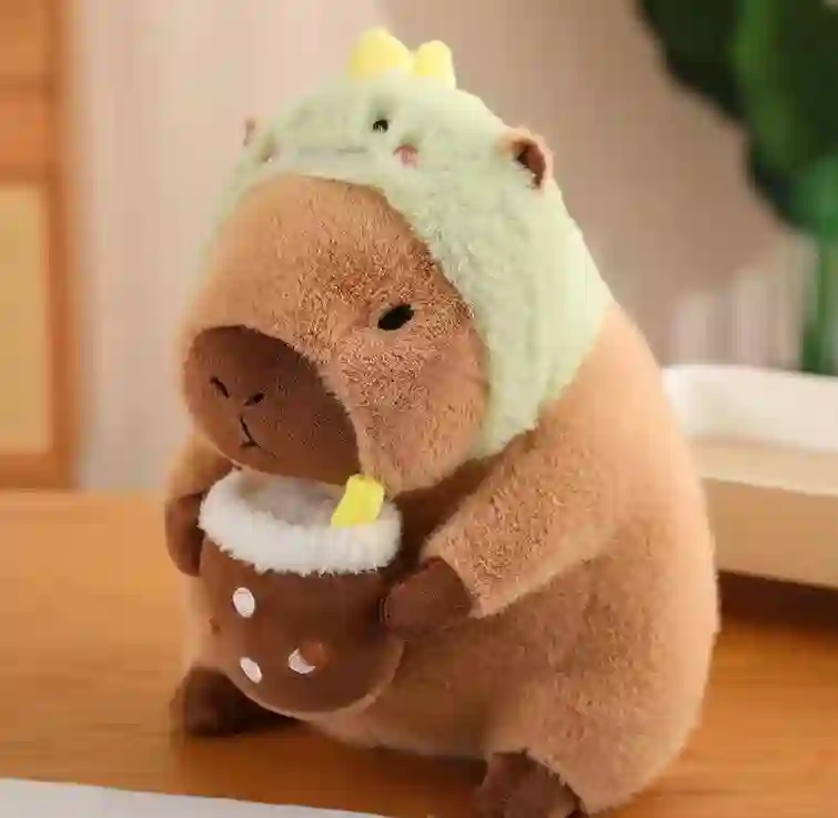 PELUCHE CAPYBARA DINO with BOBA TEA