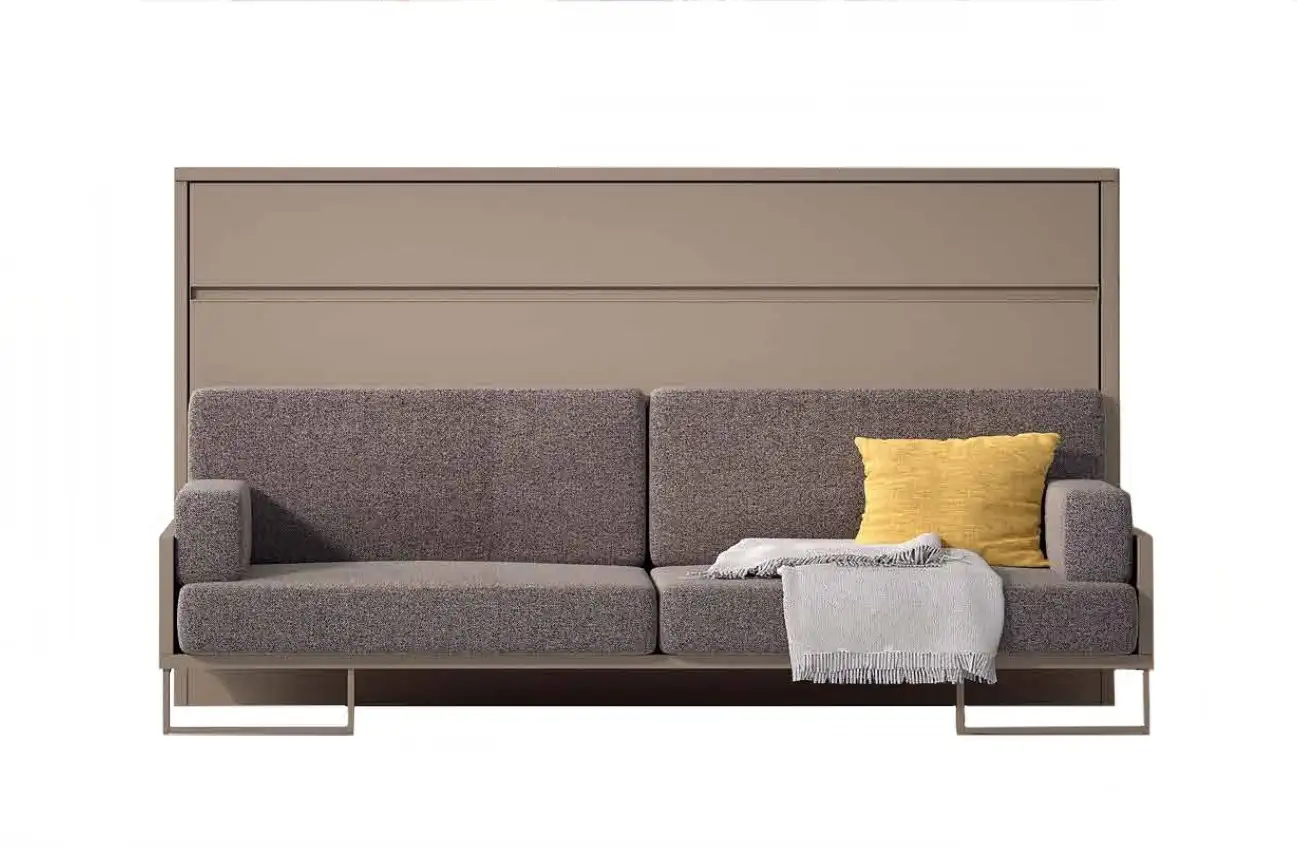 Horizontal folding bed with sofa
