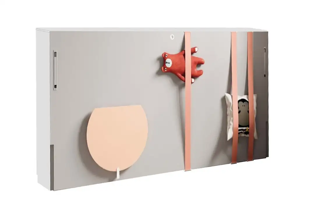Horizontal folding bed with small folding desktop