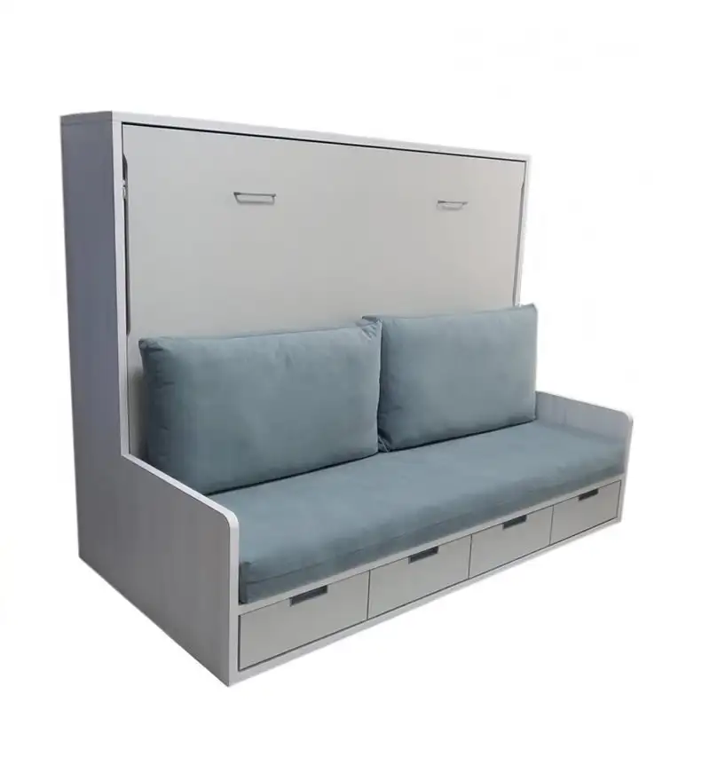 Horizontal folding bed marriage with 4 drawers