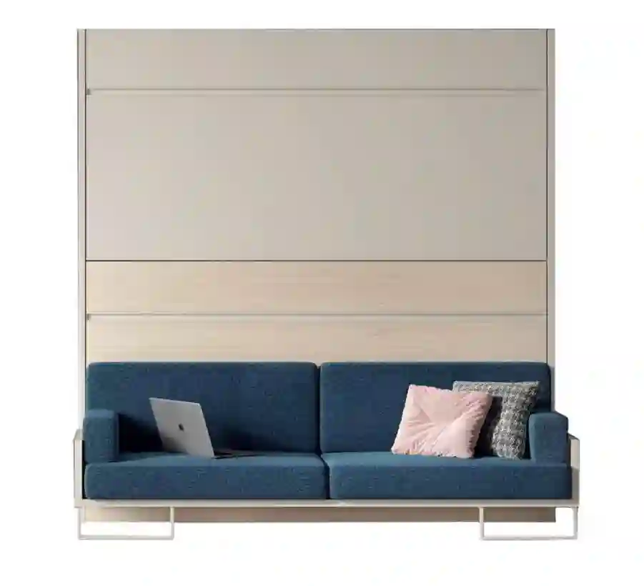 Horizontal folding bunk with sofa