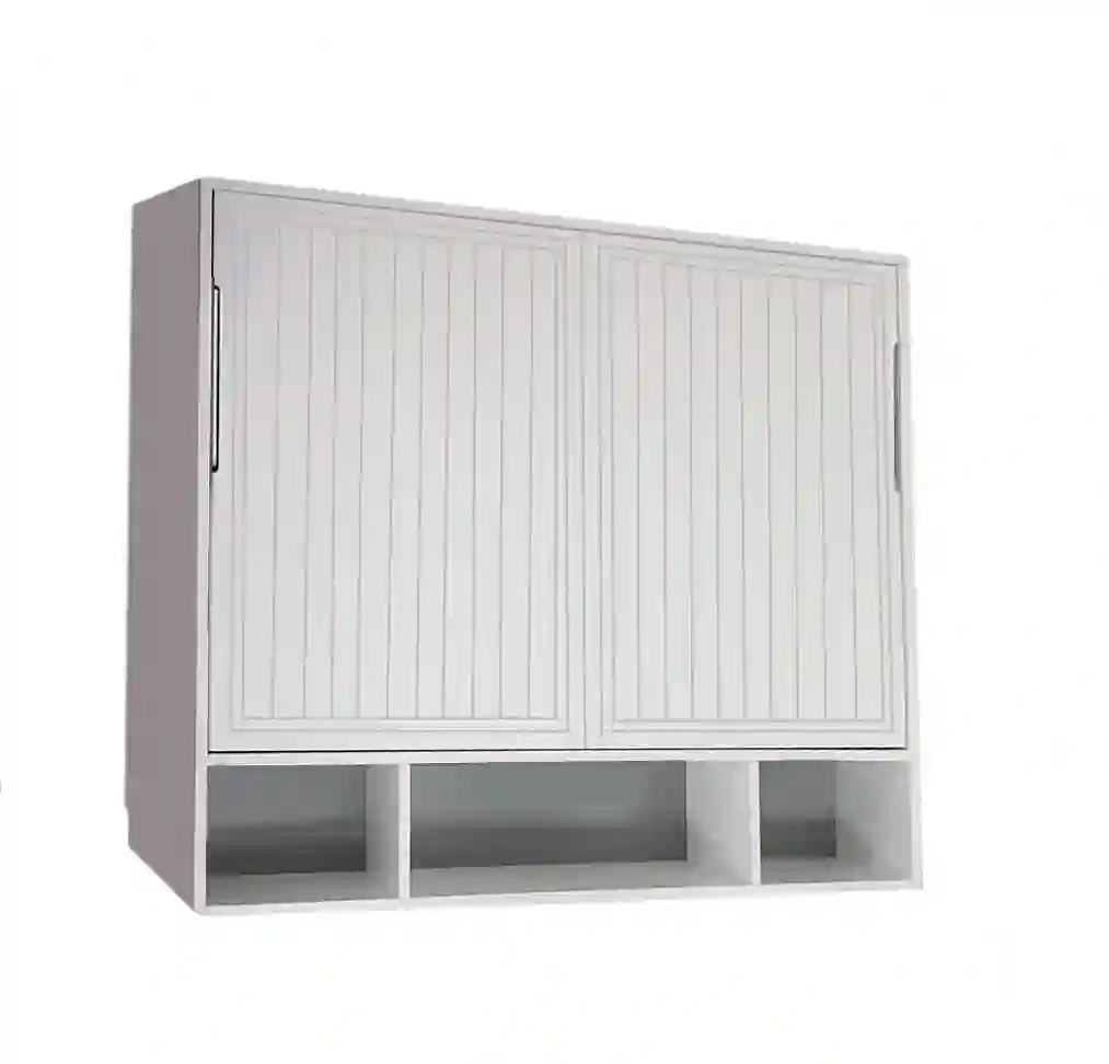 Horizontal folding bed with lacquered storage