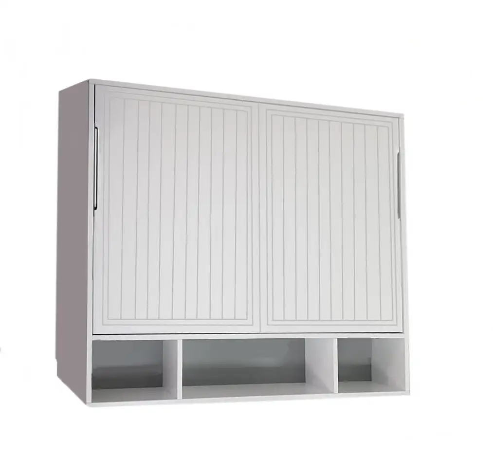 Horizontal folding bed with lacquered storage