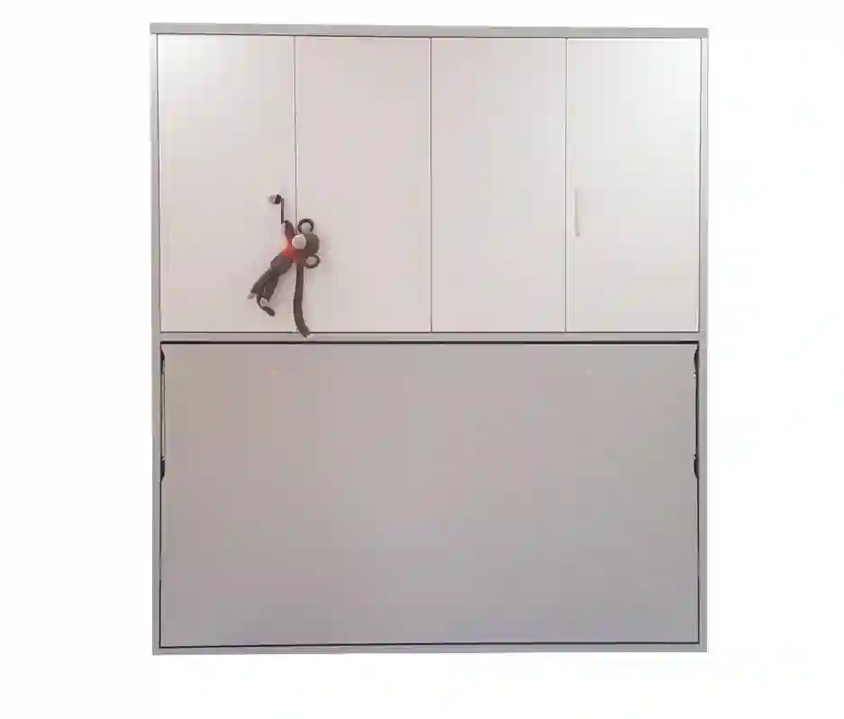 Horizontal folding bed with folding doors closet