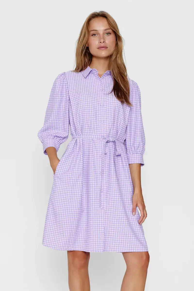 Vestido camisero corto LILA - Imagen 2