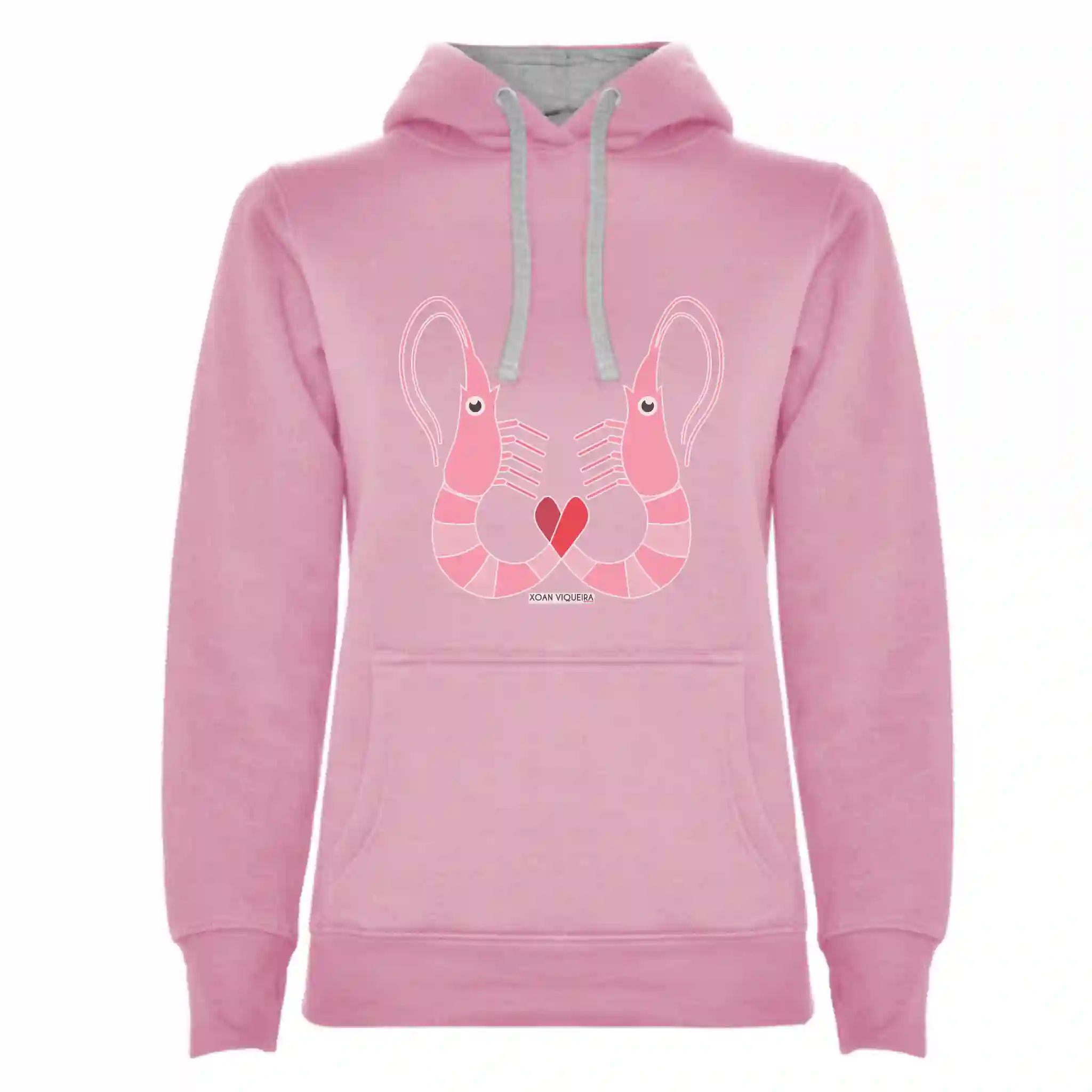 Sudadera rosa capucha chica gamba