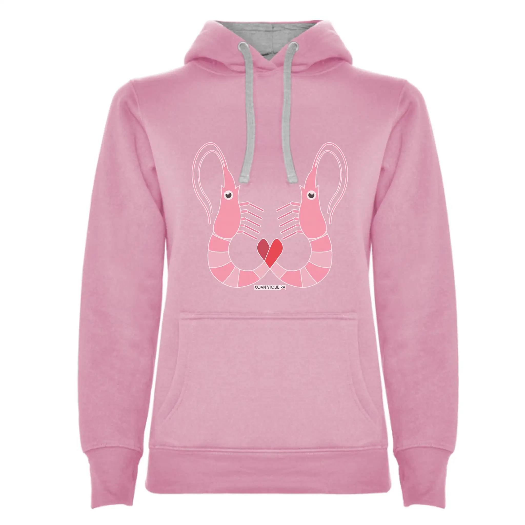 Sudadera rosa capucha chica gamba