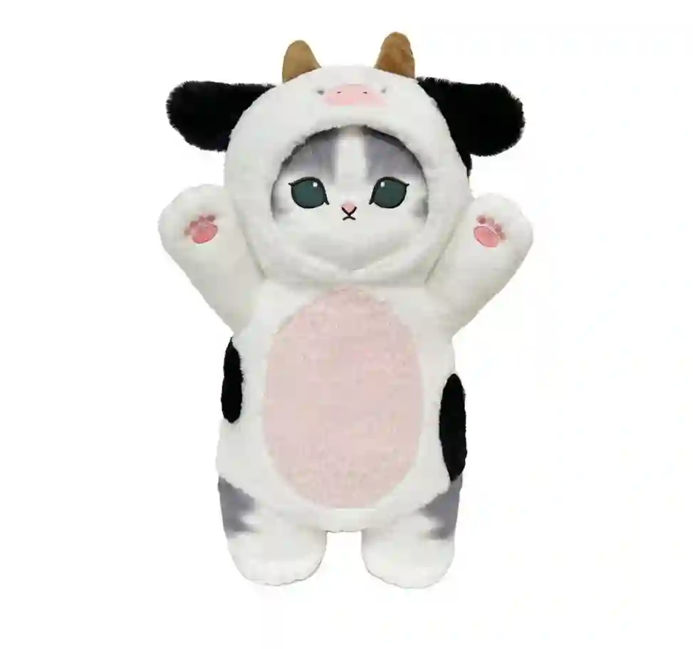 PELUCHE MOFUSAND CAT DRESSED UP COW 50cm
