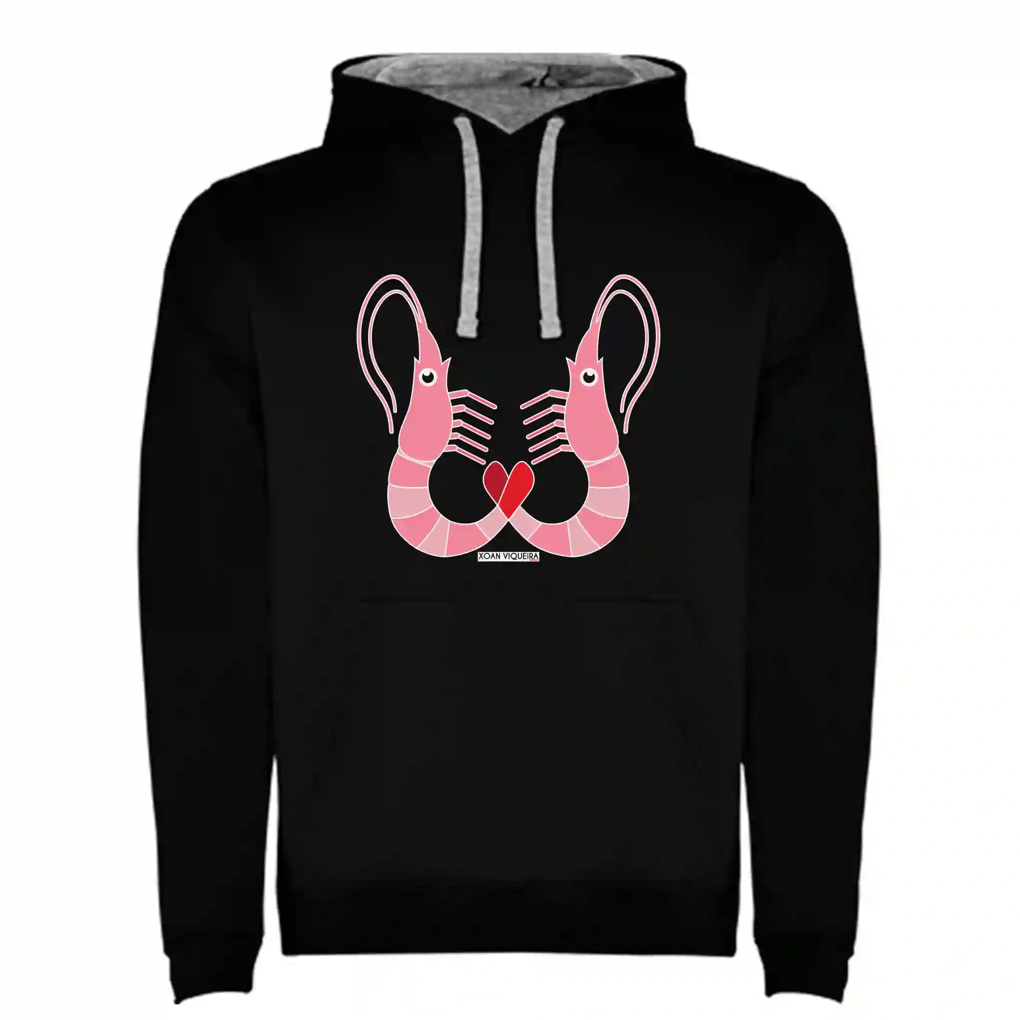 Sudadera negra capucha chico gambas love