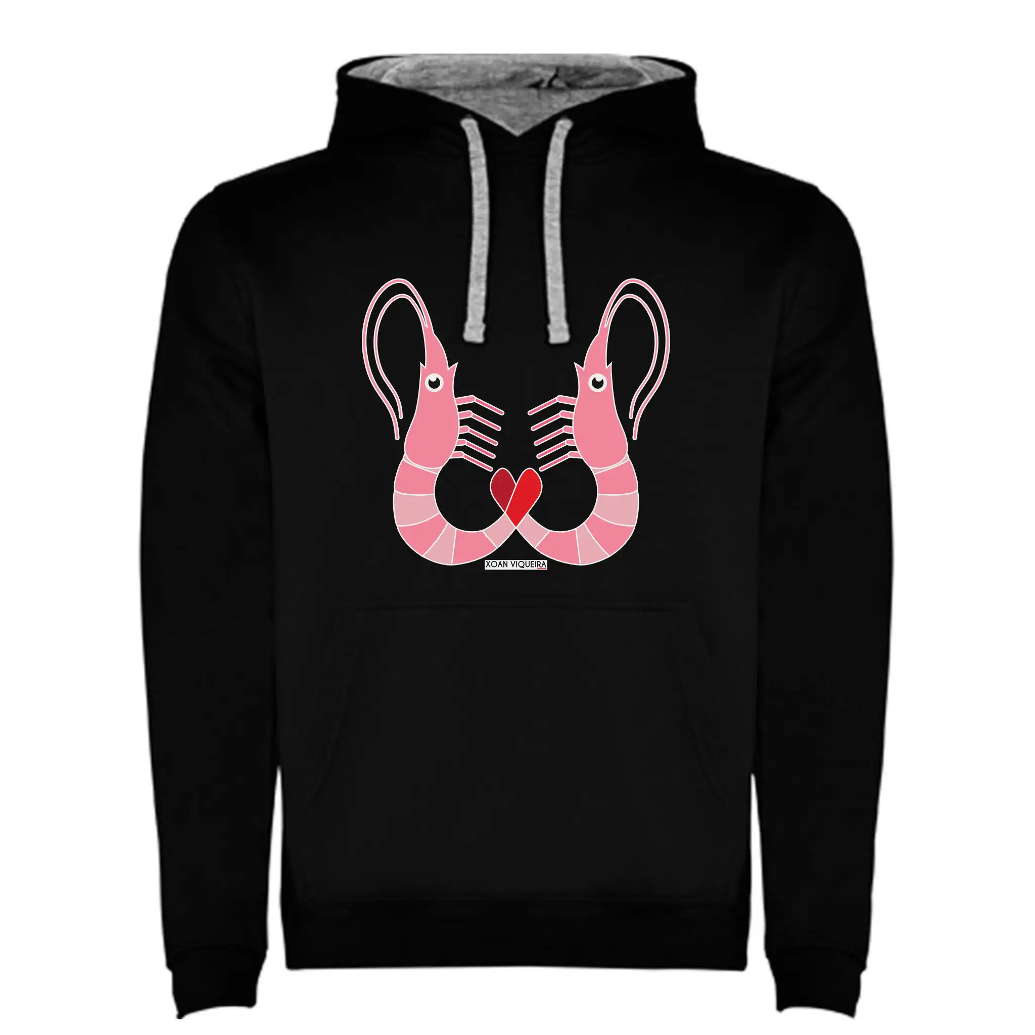 Sudadera negra capucha chico gambas love