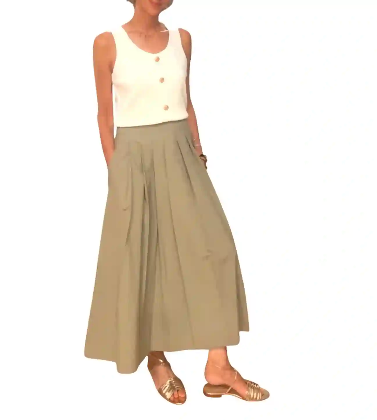 Falda tablas verde caqui