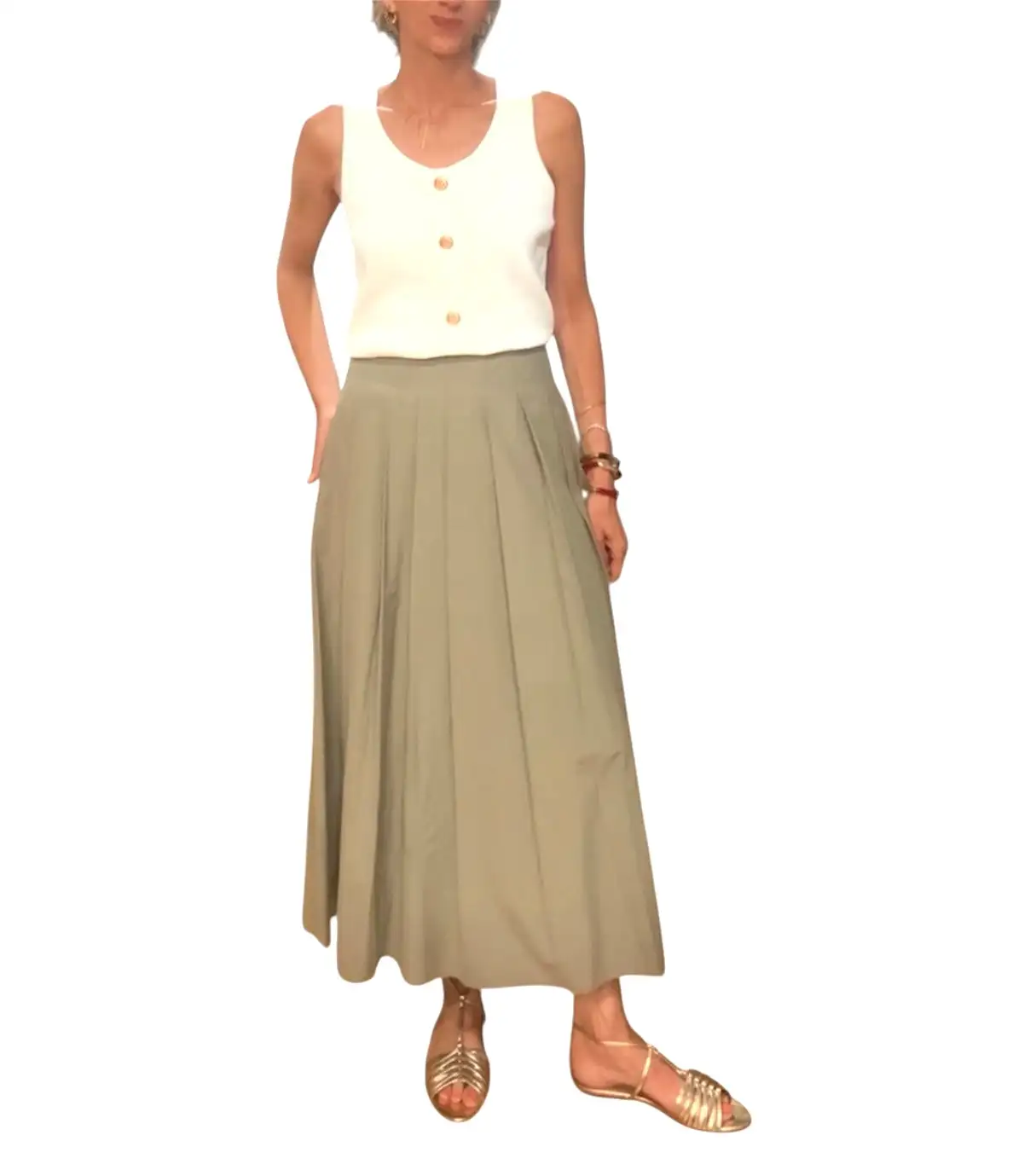 Falda tablas verde caqui - Imagen 2