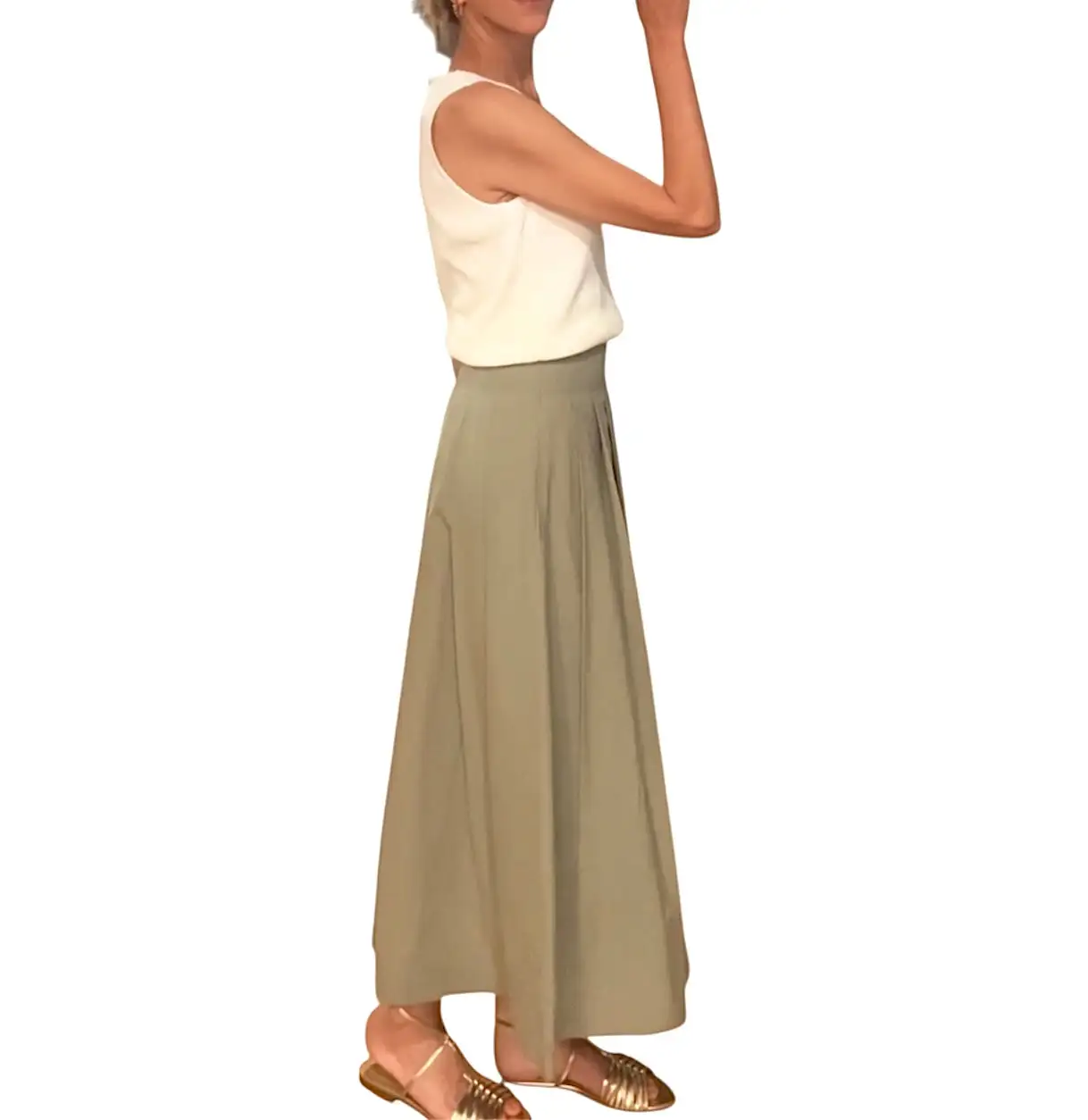 Falda tablas verde caqui - Imagen 3
