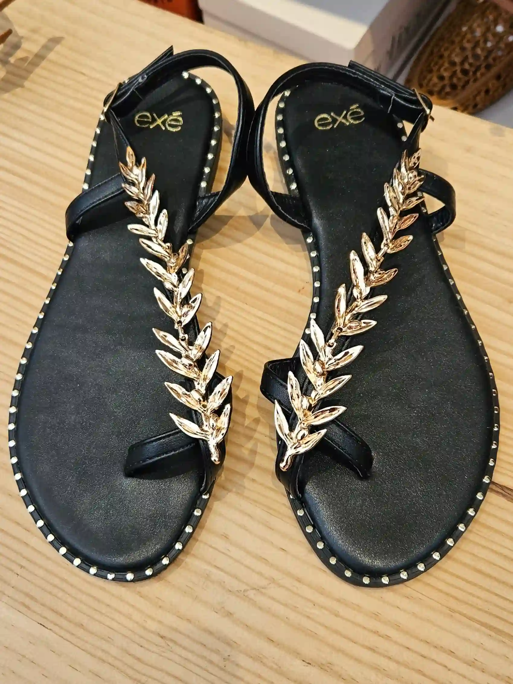 Planas Black Sandals Golden Rama