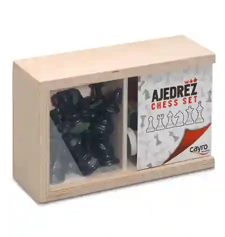 Fichas Ajedrez Plástico B/N St.3 - Caja de Madera
