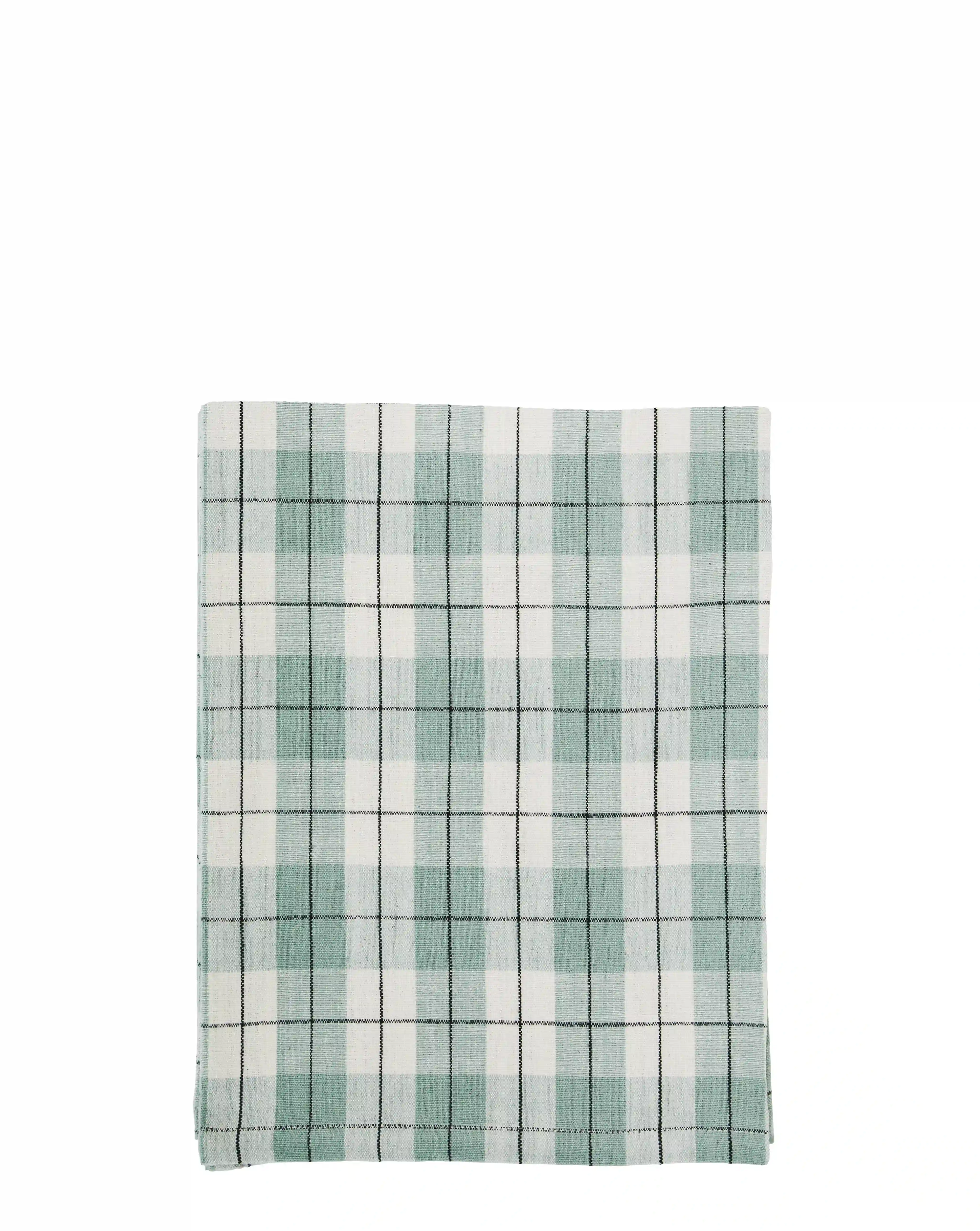 Mantel cuadros verde agua