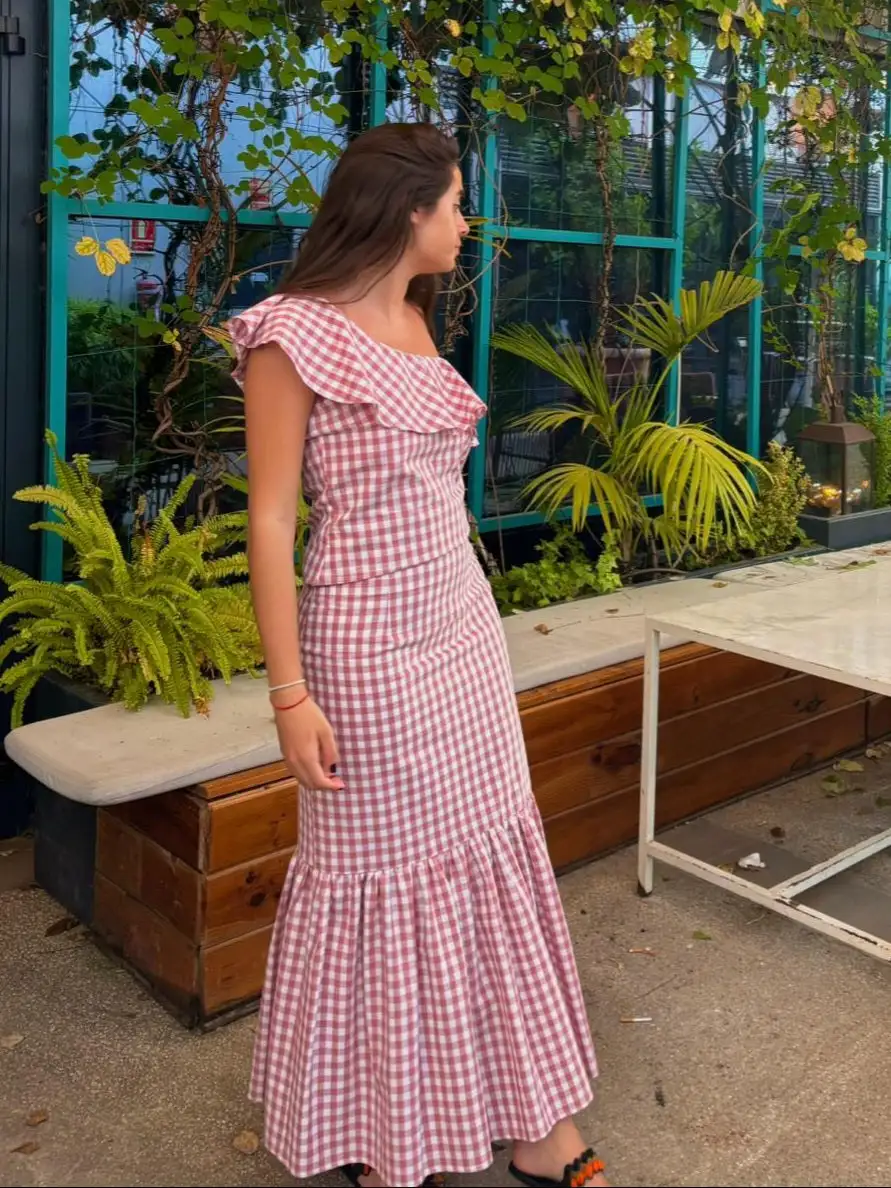 Falda JEREZ cuadros vichy Rosa - Imagen 2