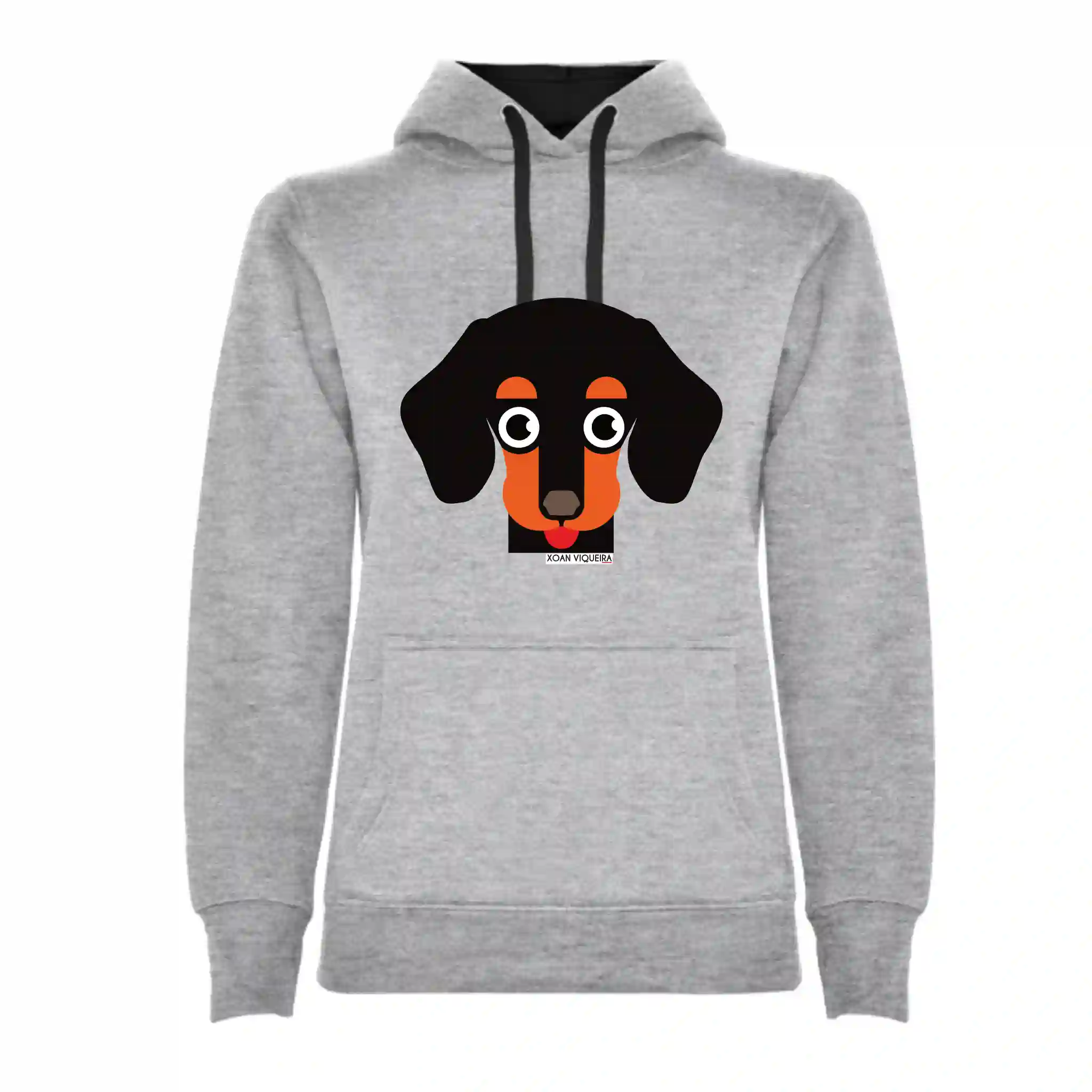 Sudadera gris capucha chica teckel
