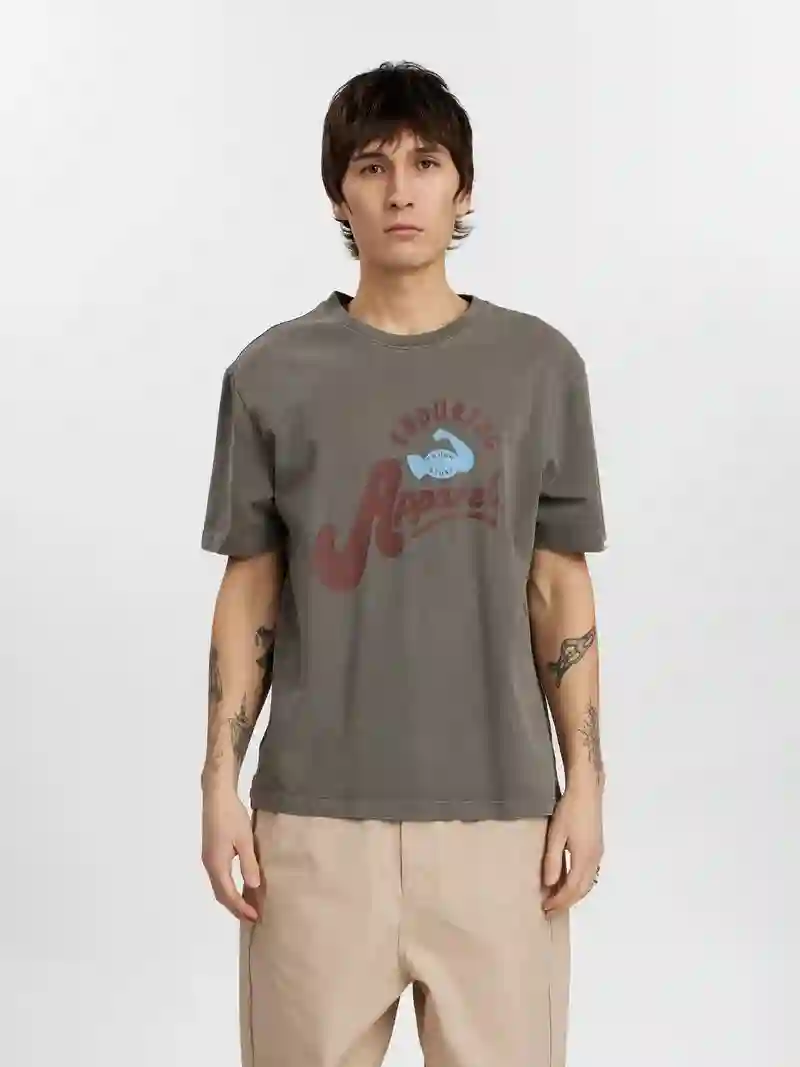 T -shirt with gray screen printing