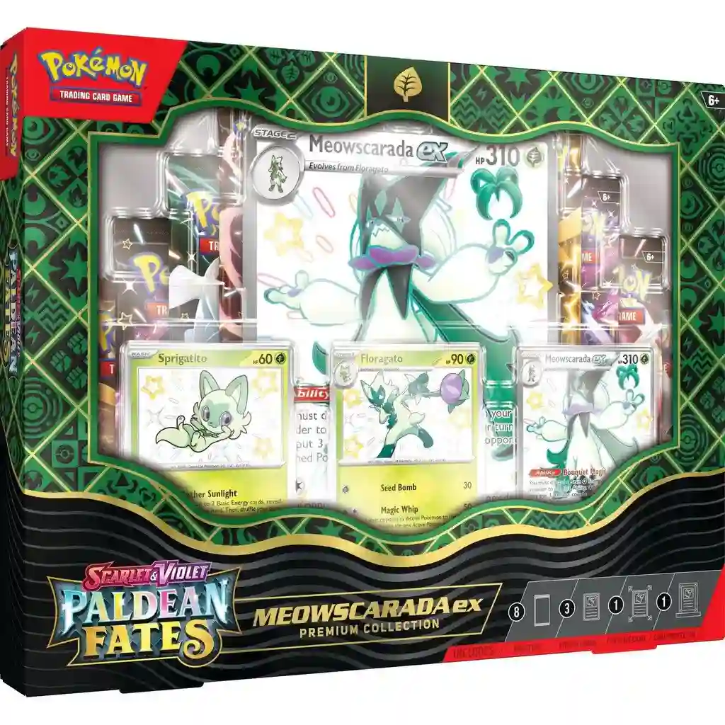 Paldea destinations. Meowscarada Ex Premium Collection. English