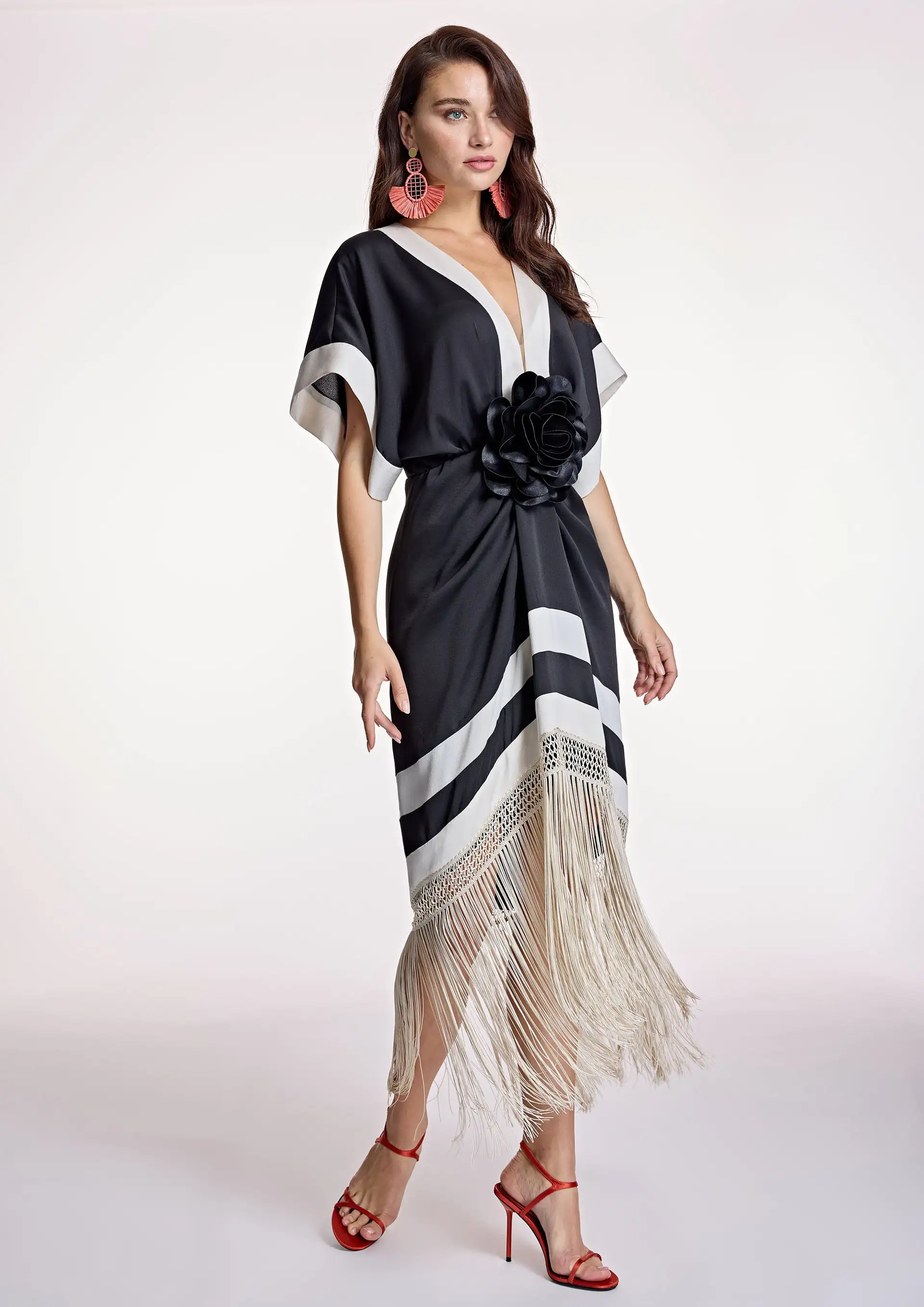 Alba Count Bicolor dress with fringes - Image 3