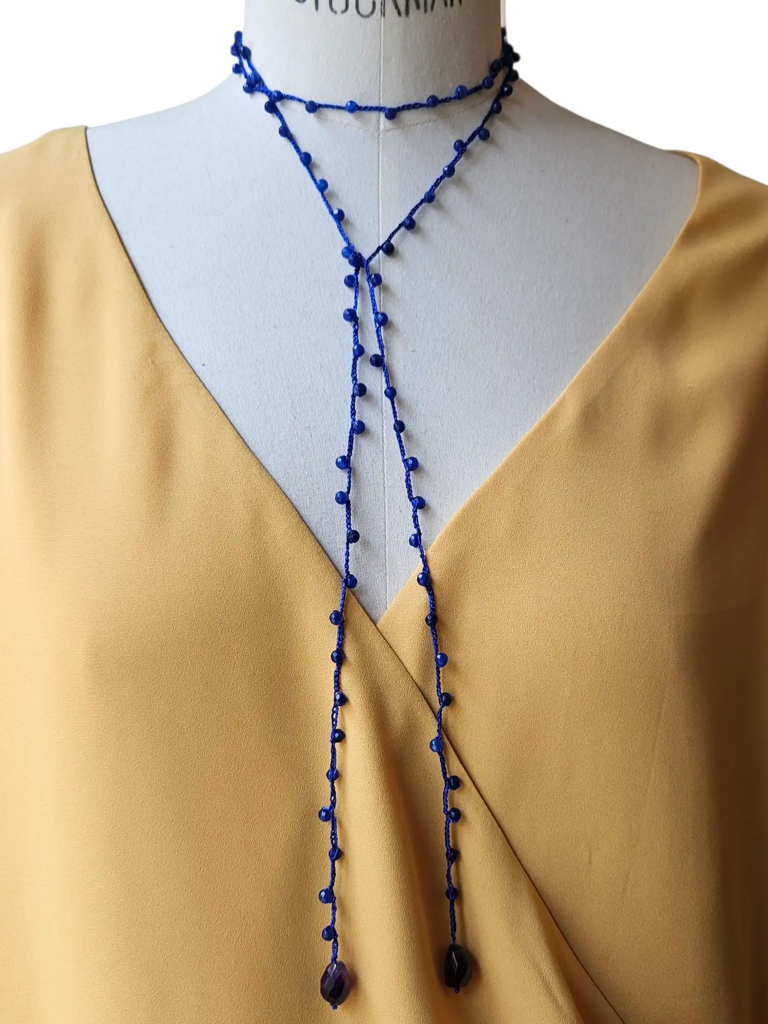 Blue fabric necklace - Image 2